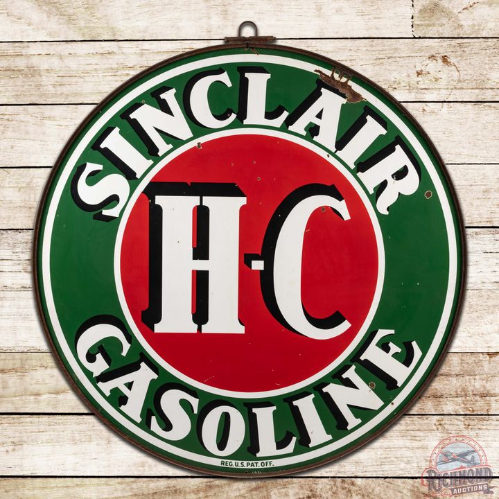 Sinclair H-C Gasoline 6' Double Sided Porcelain Sign w/ Ring