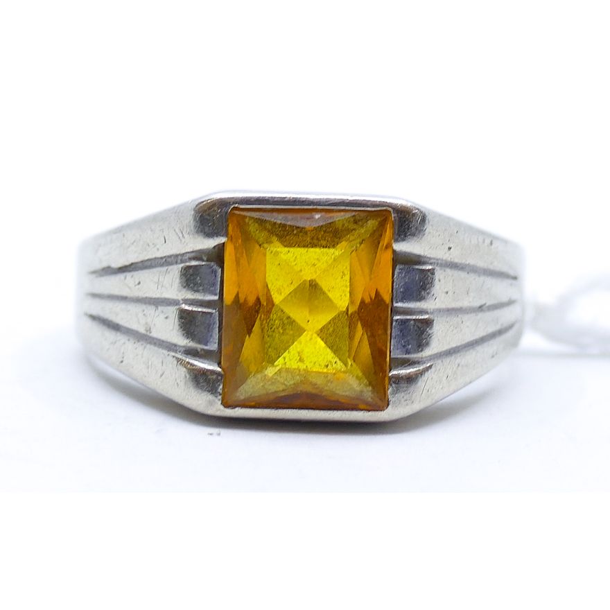 Men's 10k Deco Citrine Ring Size 8.5 - 7 Grams