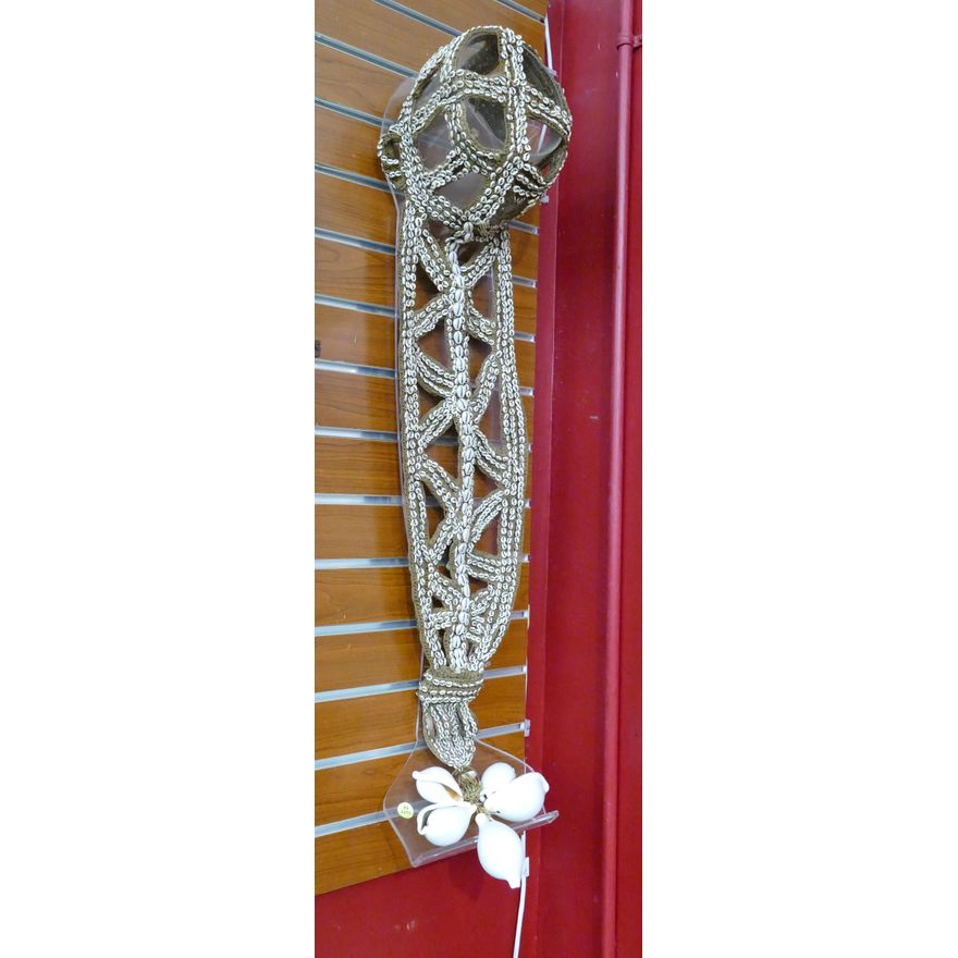 African Kuba Headdress on Hanging Plexi Mount- 39''