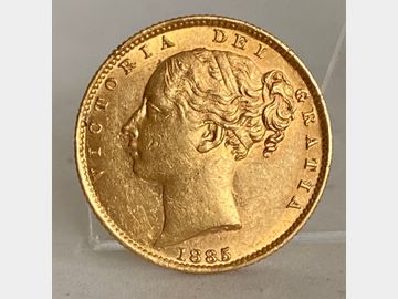 1885 VICTORIA YOUNG HEAD SYDNEY MINT SHIELD GOLD SOVEREIGN