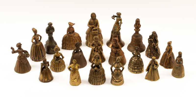 A Collection of Twenty Continental Bronze Bells
Height of tallest bell 7 inches.