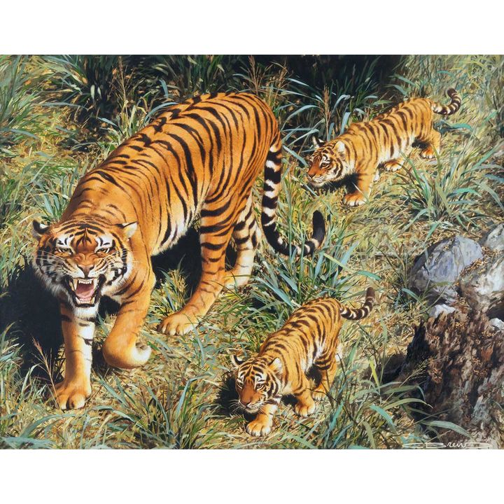 Carl Brenders (1937- ), Bengal Tigers and Cubs