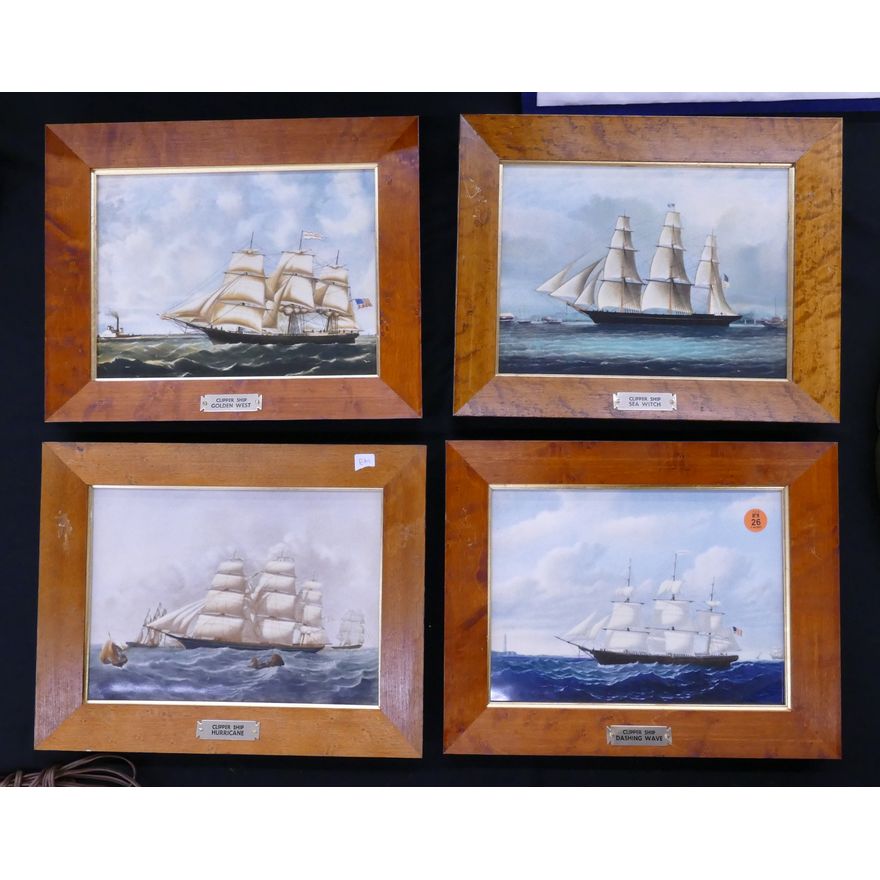 4pc Wedgwood Clipper Ship Framed Plaques- 10x12'' each