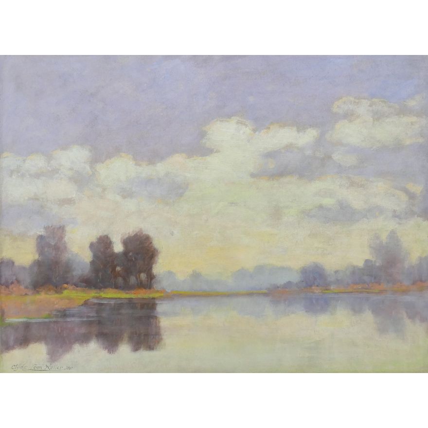 Clyde Leon Keller ''Lake Scene'' 1936 Oil
