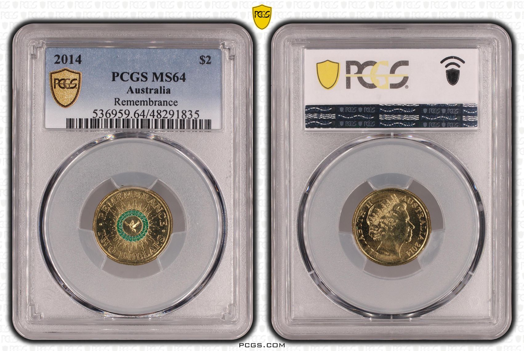 Elizabeth II, Remembrance - Colorized, Two Dollar, 2014, PCGS MS64