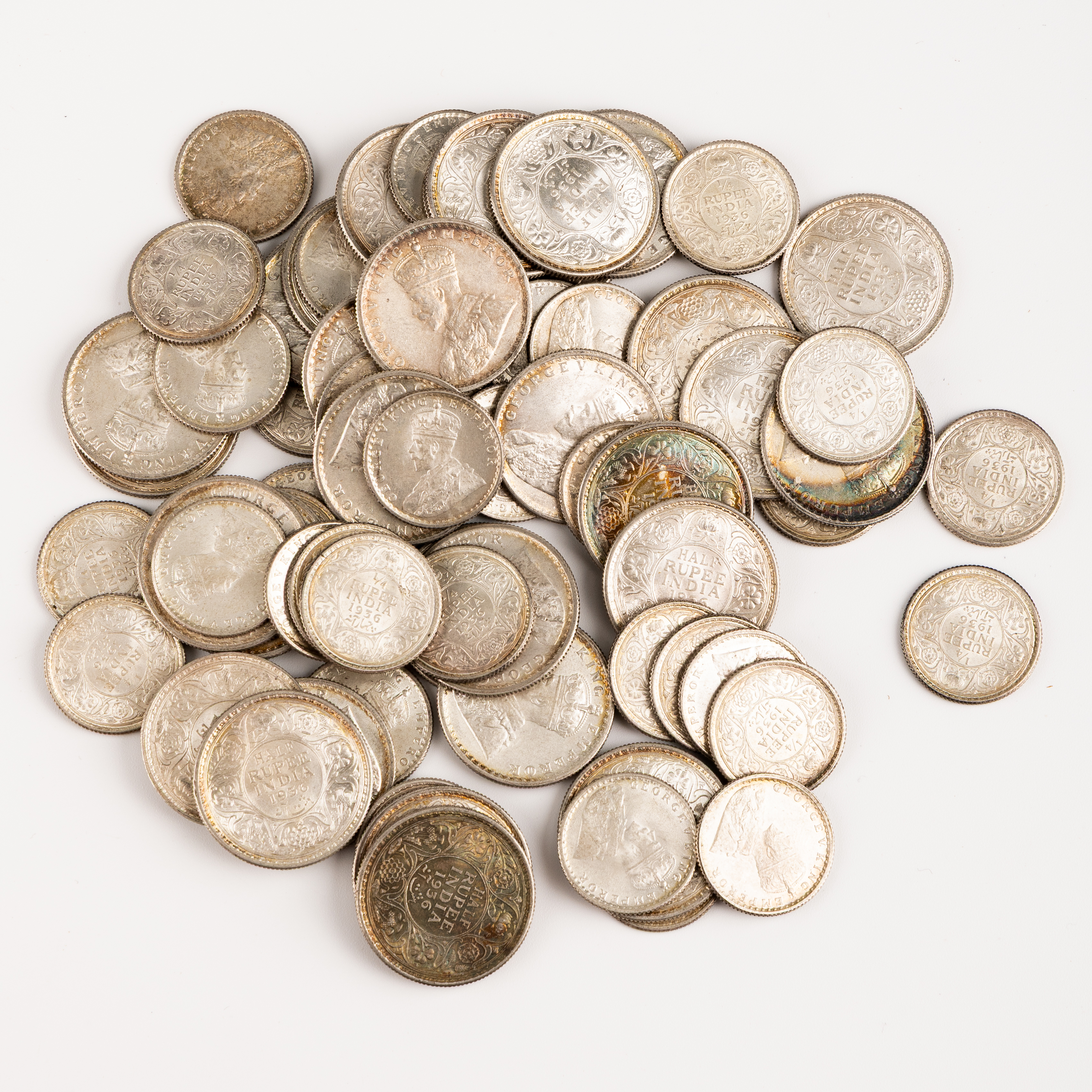 India British, George V, Quarter - Half Rupee, 1936, EF - CHU