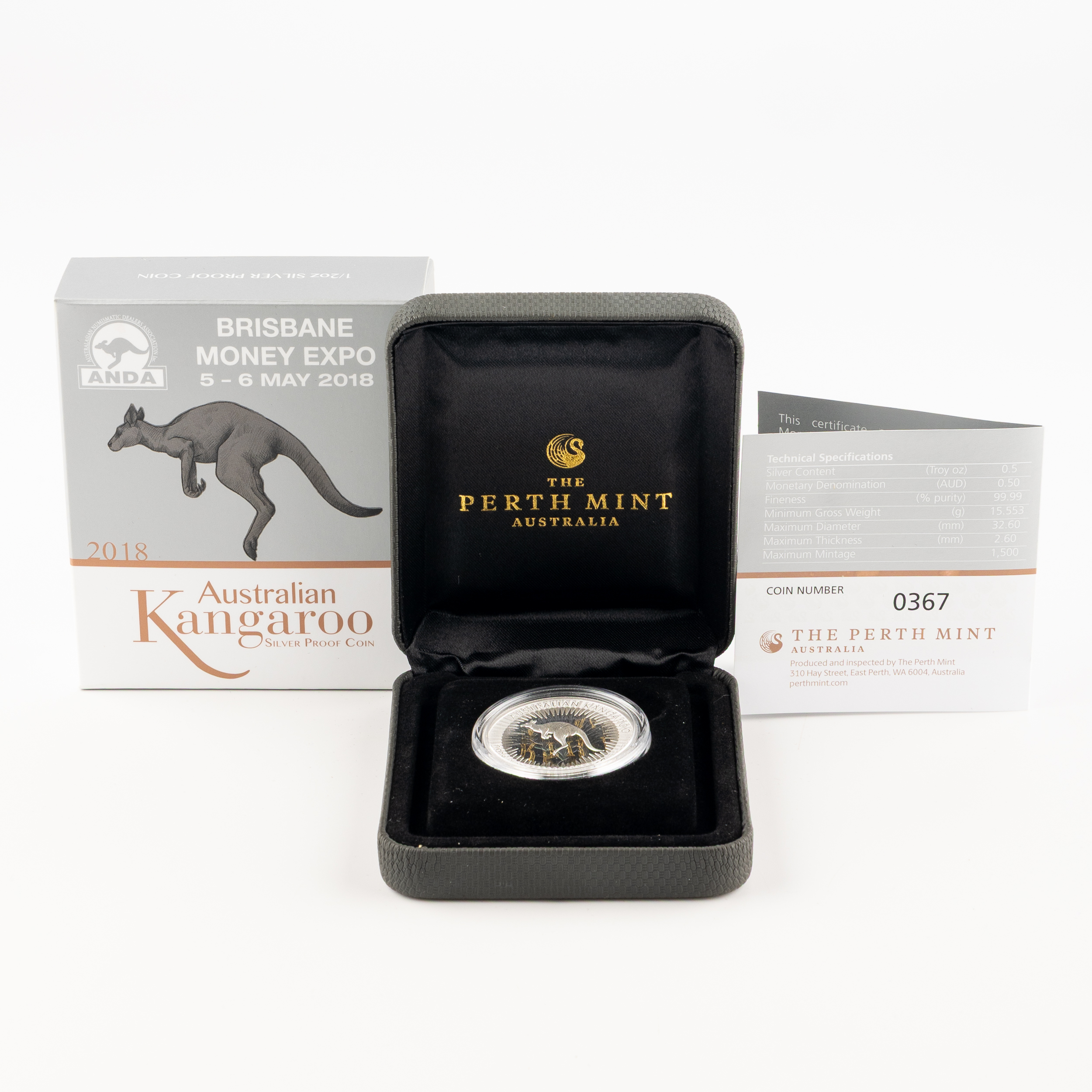 Elizabeth II, Perth Mint - Australian Kangaroo, Fifty Cents, 2018, FDC