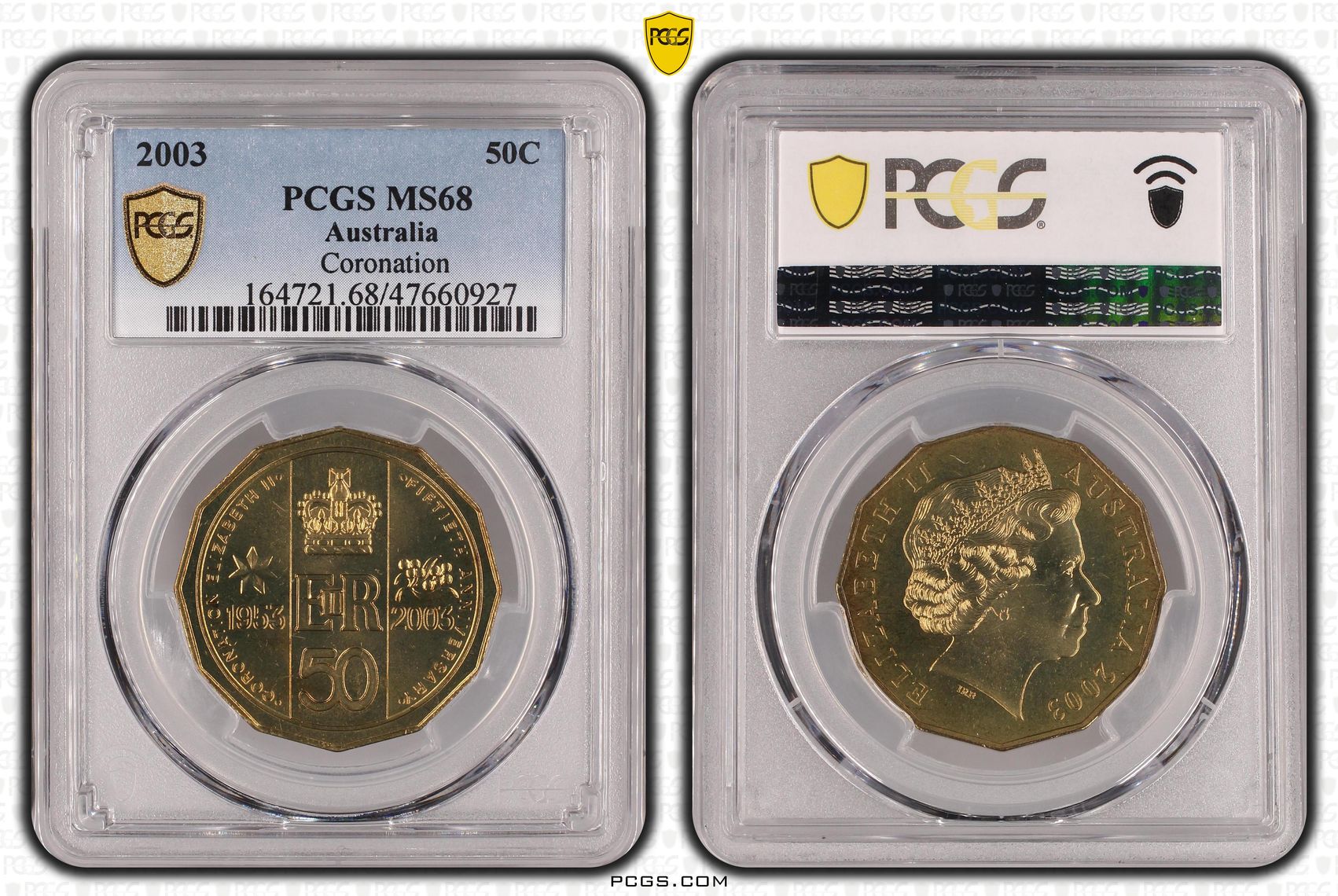 Elizabeth II, Coronation, Fifty Cent, 2003, PCGS MS68