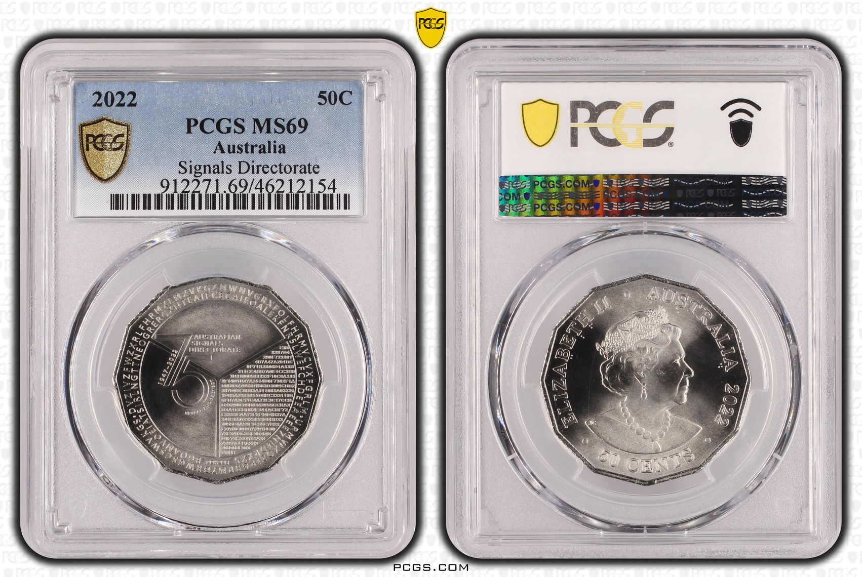75th Ann. Signals Directorate, Fifty Cent, 2022, PCGS MS69