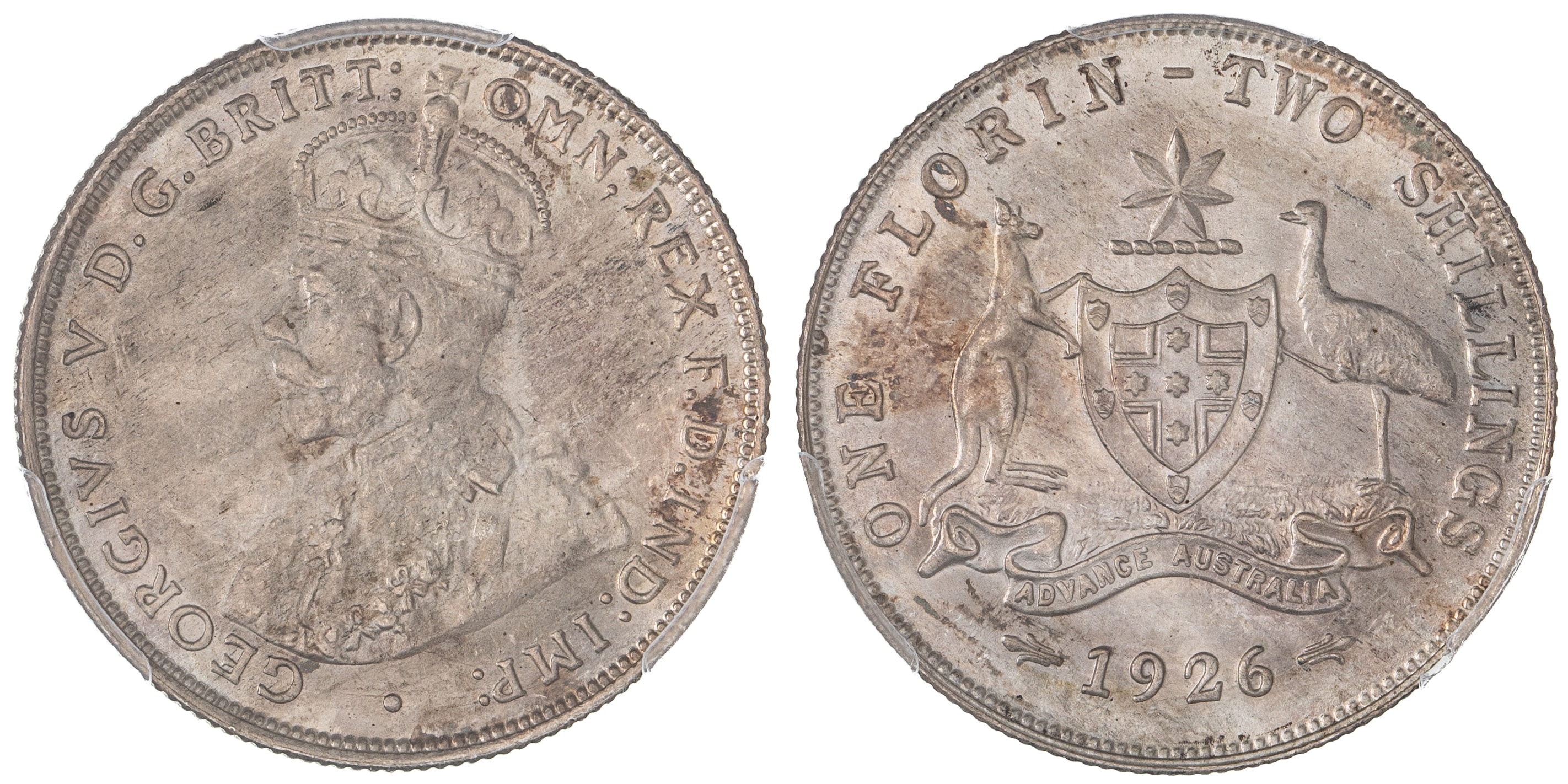 George V, Florin, 1926, PCGS MS64
