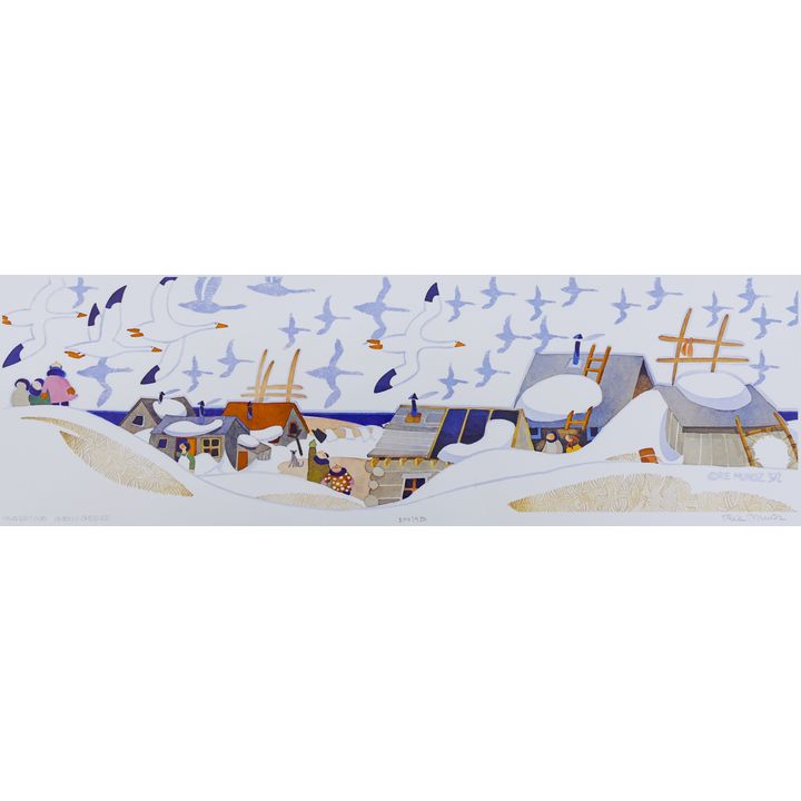 Rie Munoz ''Migrating Snow Geese'' 1992 Signed Print