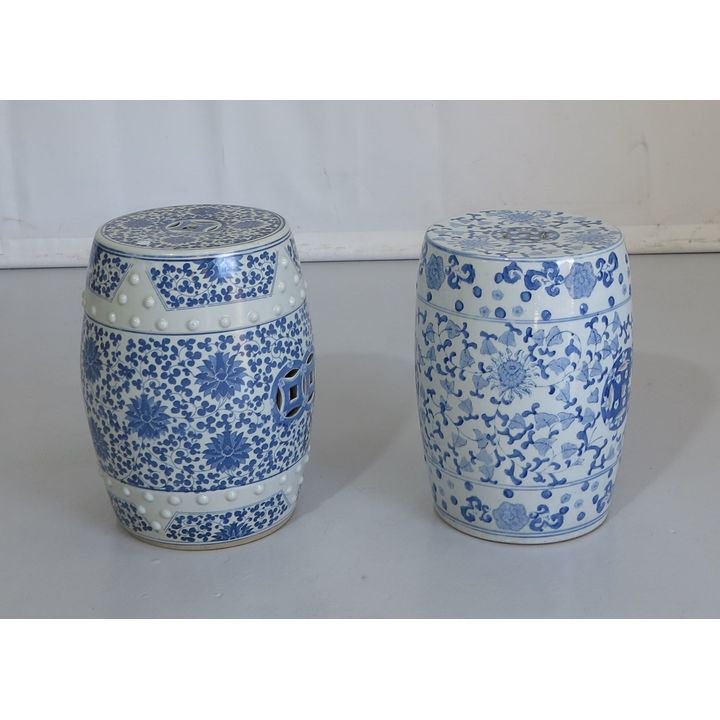 NEAR PAIR OF ORIENTAL PORCELAIN GARDEN STOOLS