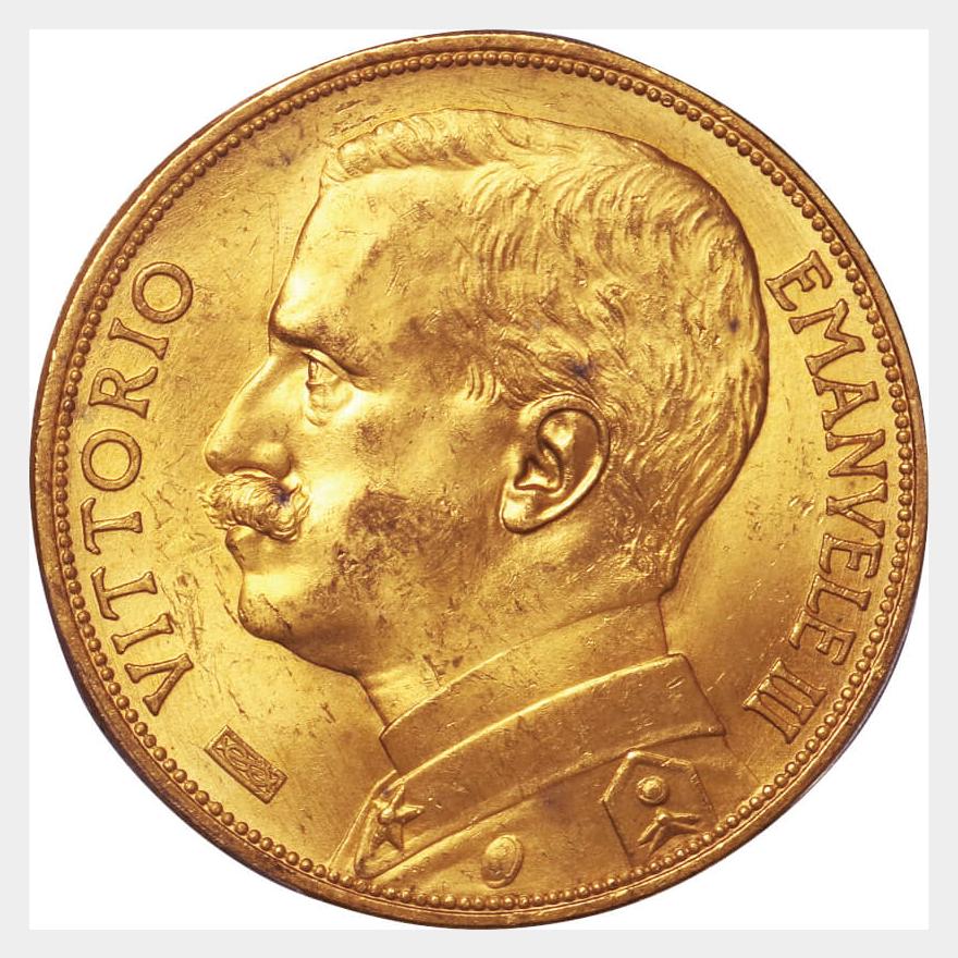 イタリア-Italy. 1912. PCGS MS63. 極美/未. AU. Gold. 100リレ(Lire