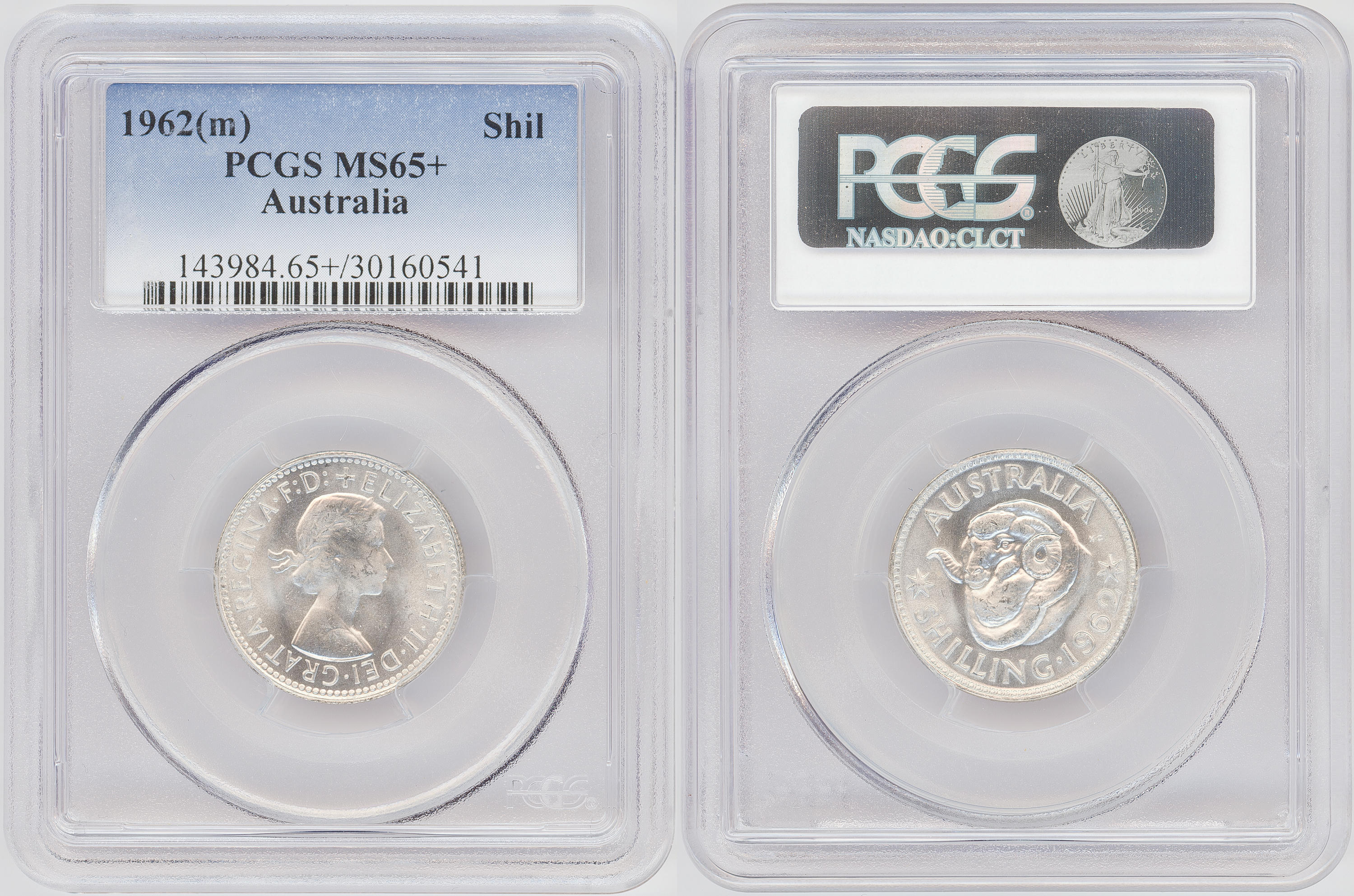 Elizabeth II, Shilling, 1962(m), PCGS MS65+