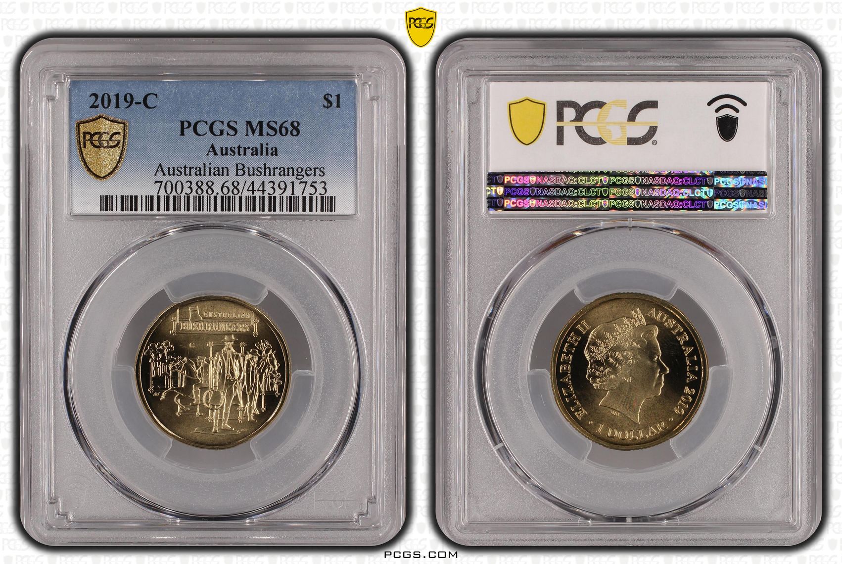 2019-C Australia One Dollar, $1 Australian Bushrangers PCGS - MS68 -753