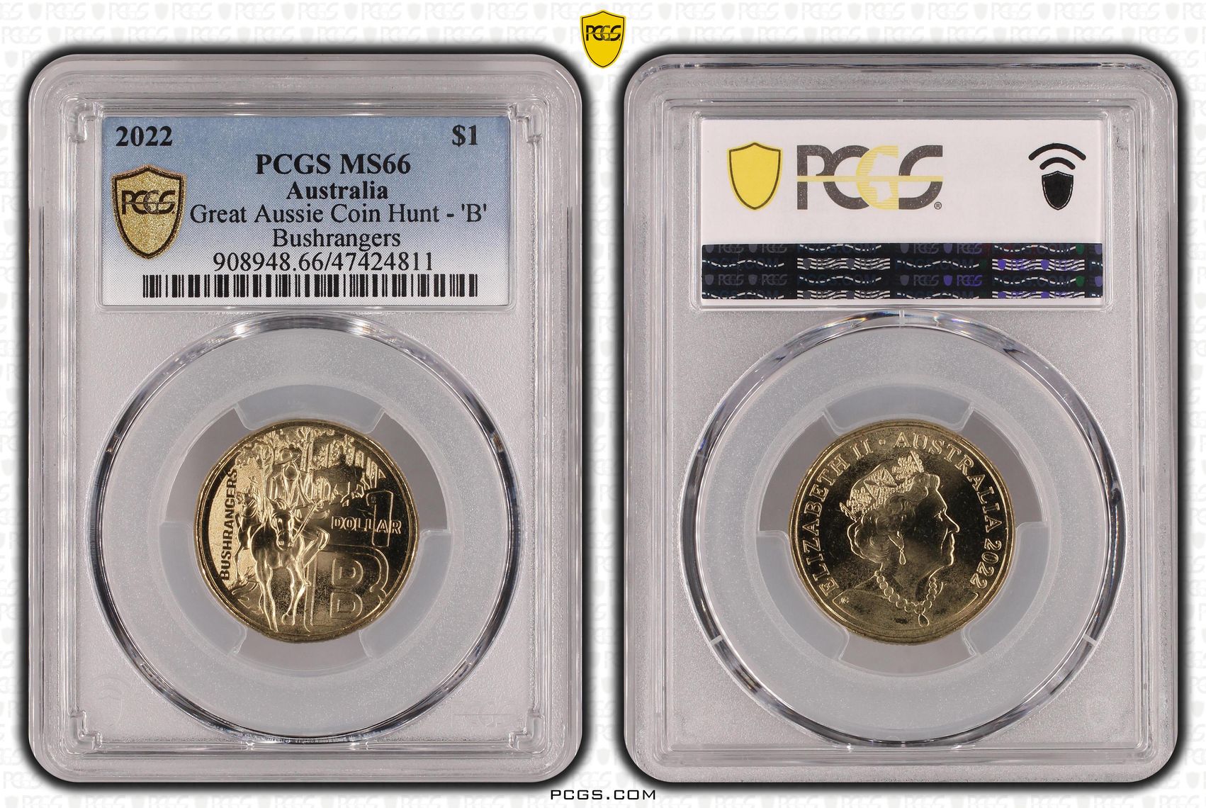 Great Aussie Coin Hunt - 'B', One Dollar, 2022, PCGS MS 66
