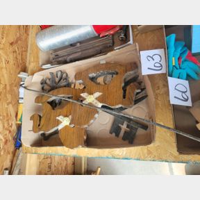 Wood rocking horses, large key and other wall decorations