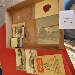 Leather postcards, Coke bag, Well's Fargo, Cville map
