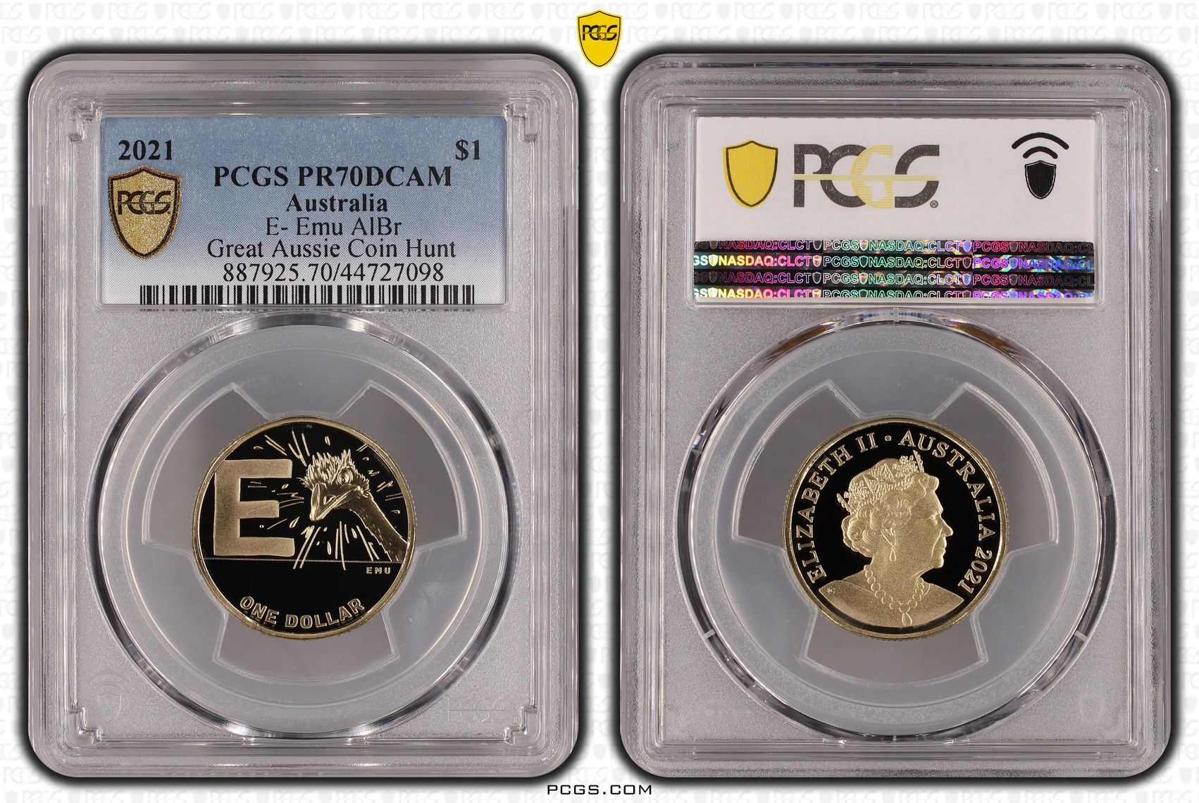E- Emu AlBr, One Dollar, 2021, PCGS PR70DCAM