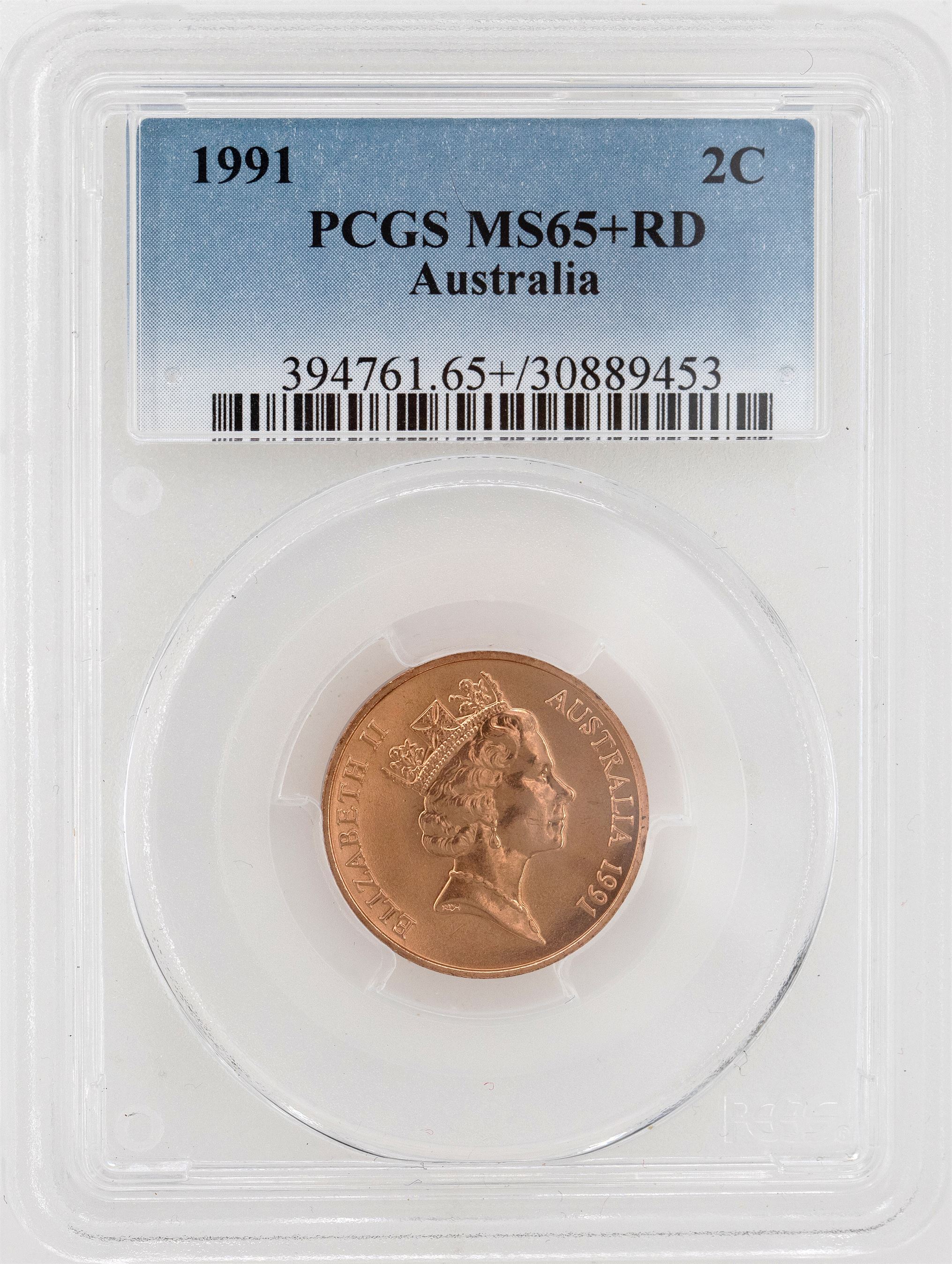 1991 Australia Two Cent, 2c PCGS - MS65+RD -453