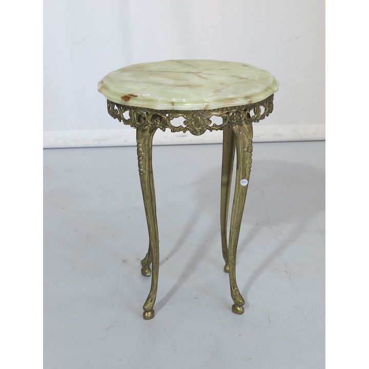 ONYX AND BRASS SIDE TABLE