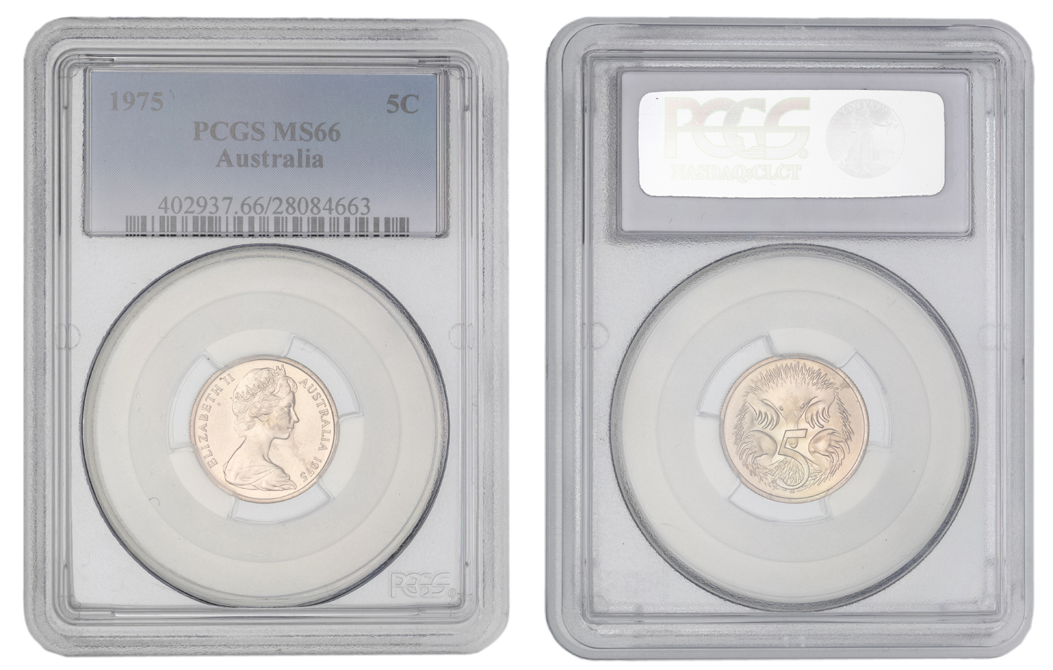 Elizabeth II, Five Cent, 1975, PCGS MS66