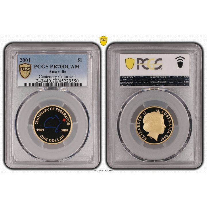 Elizabeth II, Centenary-Colourised, One Dollar, 2001, PCGS PR 70DCAM