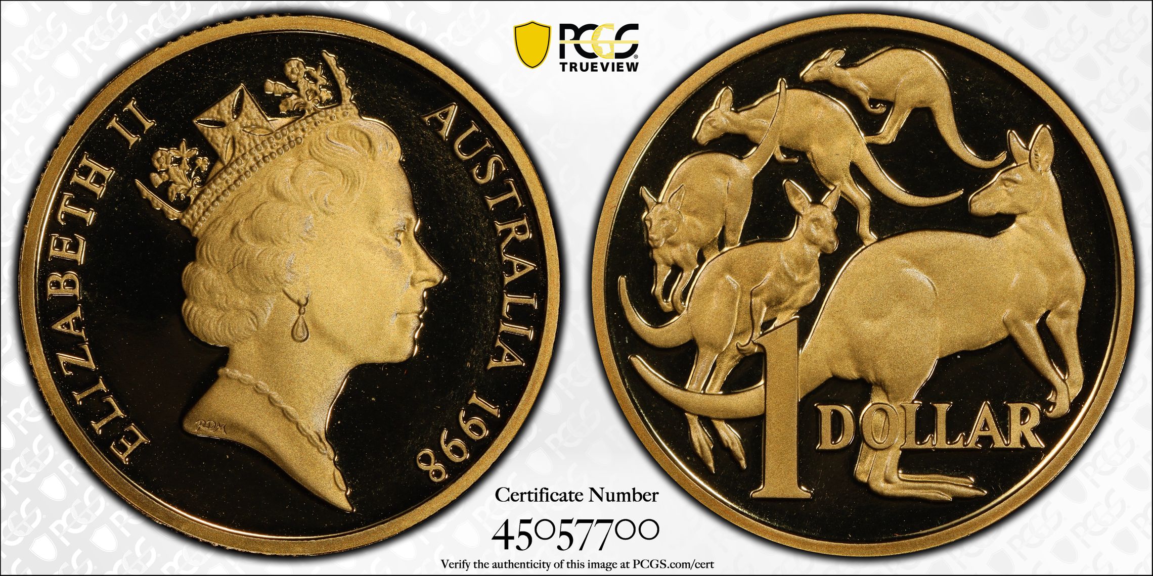 1998 Australia One Dollar, $1 PCGS - PR70DCAM POP 12/0 -700