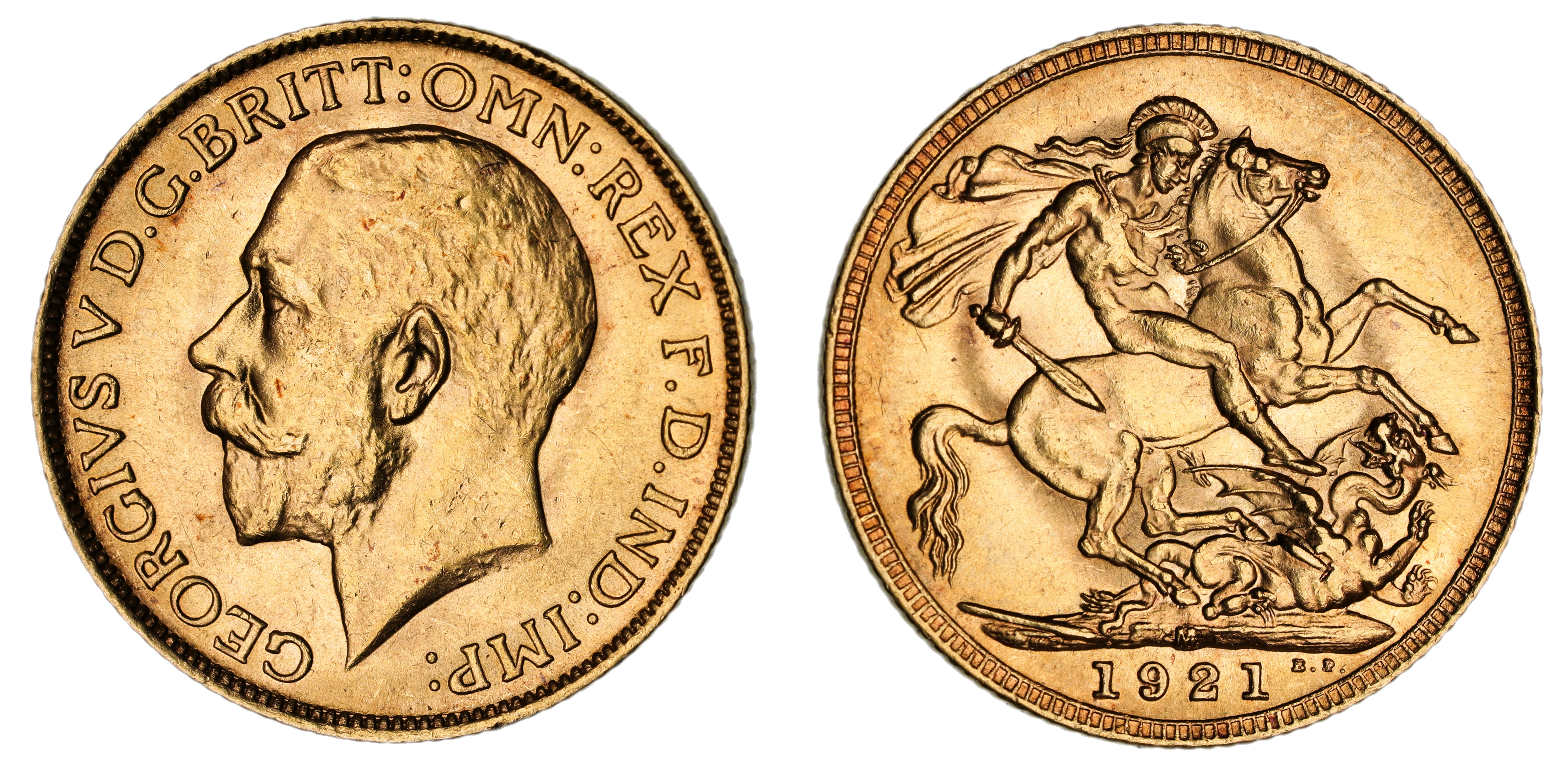 George V, St. George Reverse - Melbourne Mint, Sovereign, 1921, UNC