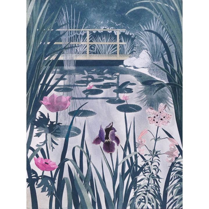 Sherrie Wolf (b. 1952, Oregon) 'Water Garden I' Hand Colored Etching. Dated 1987. Edition 9/150.