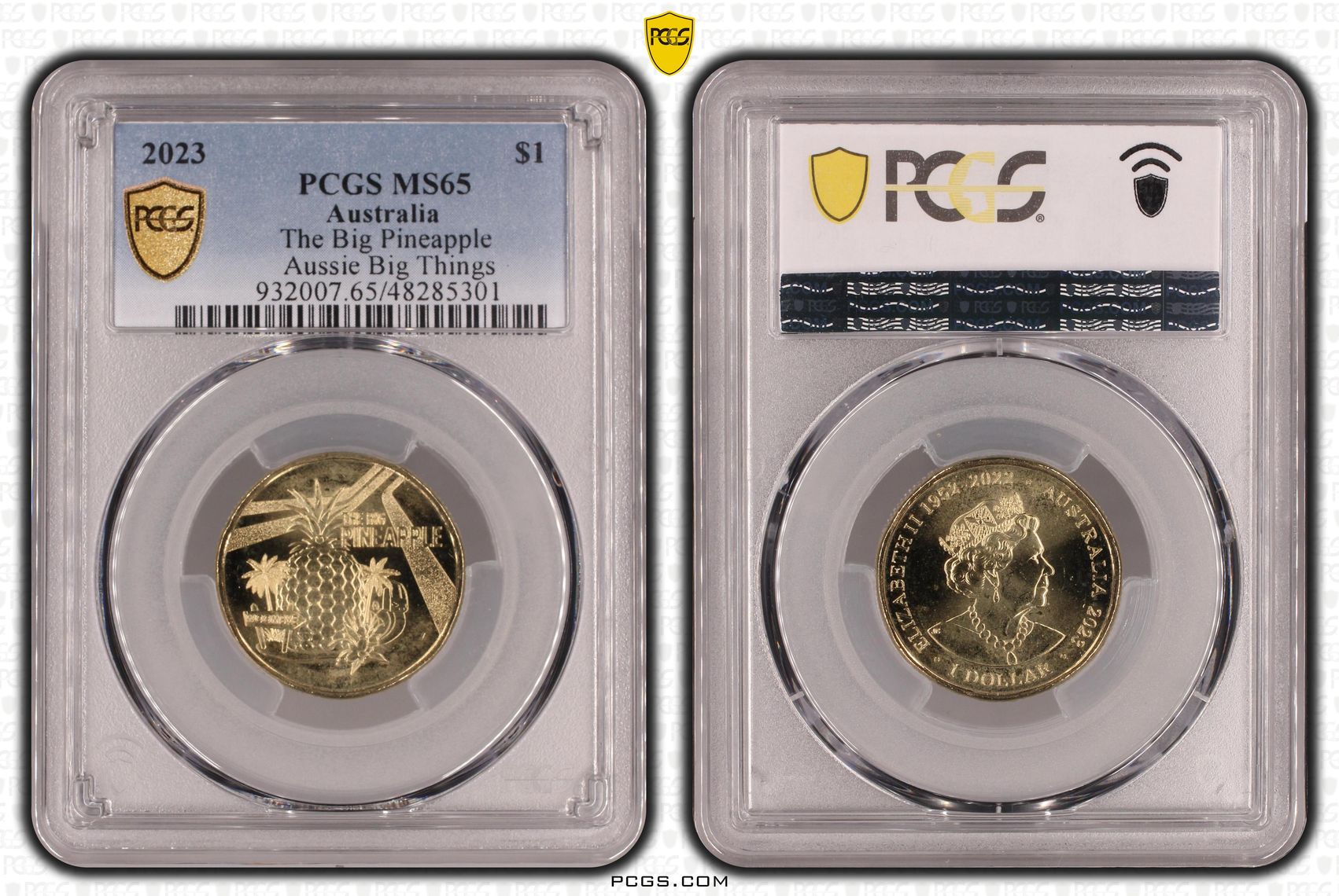 328 · Elizabeth II, The Big Pineapple Aussie Big Things , One Dollar, 2023, PCGS MS65