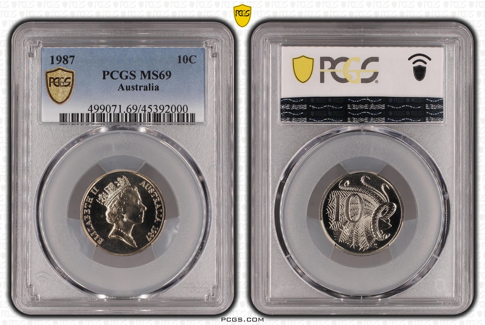POP 8/0, Ten Cent, 1987, PCGS MS69