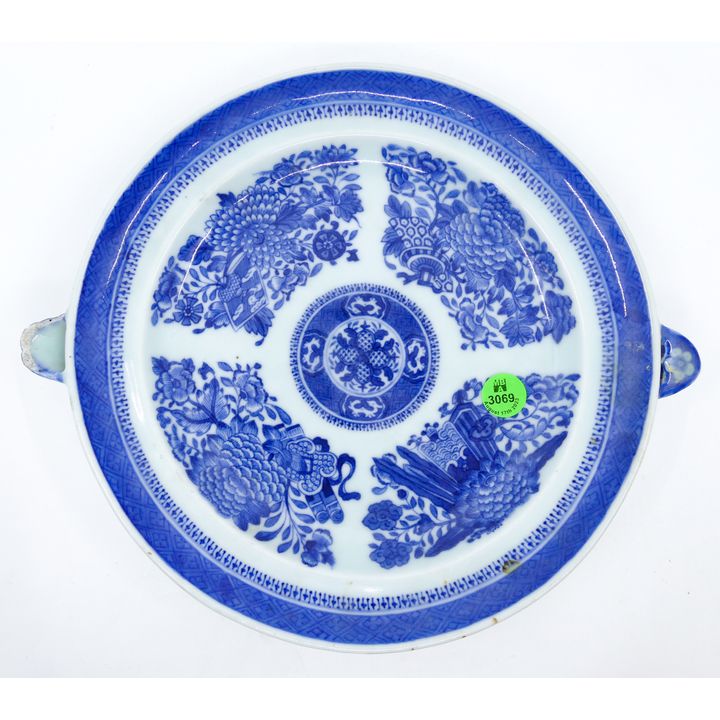 Antique Chinese Fitzhugh B&W Porcelain Warming Dish 11''