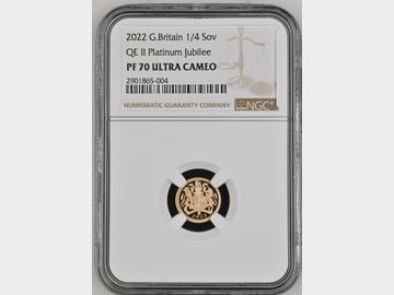 2022 ELIZABETH II PLATINUM JUBILEE QUARTER SOVEREIGN PF70 UCAM