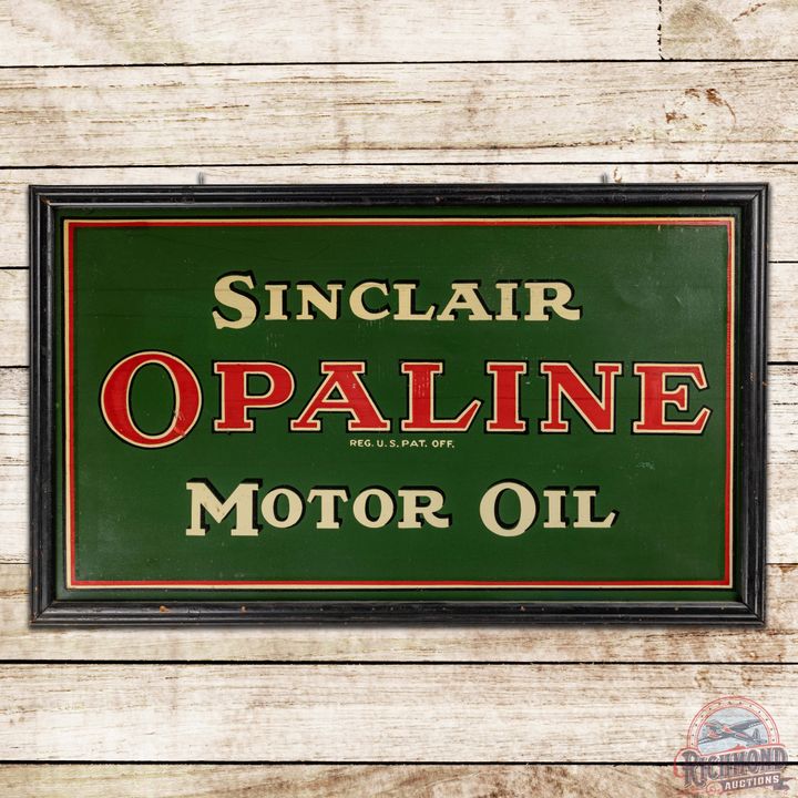 Early Sinclair Opaline Motor Oil Single Sided Tin Sign