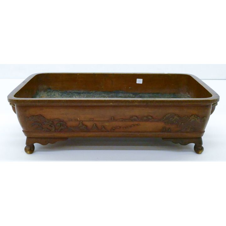 Old Japanese Bronze Suiban Bonzai Planter 5''x20''