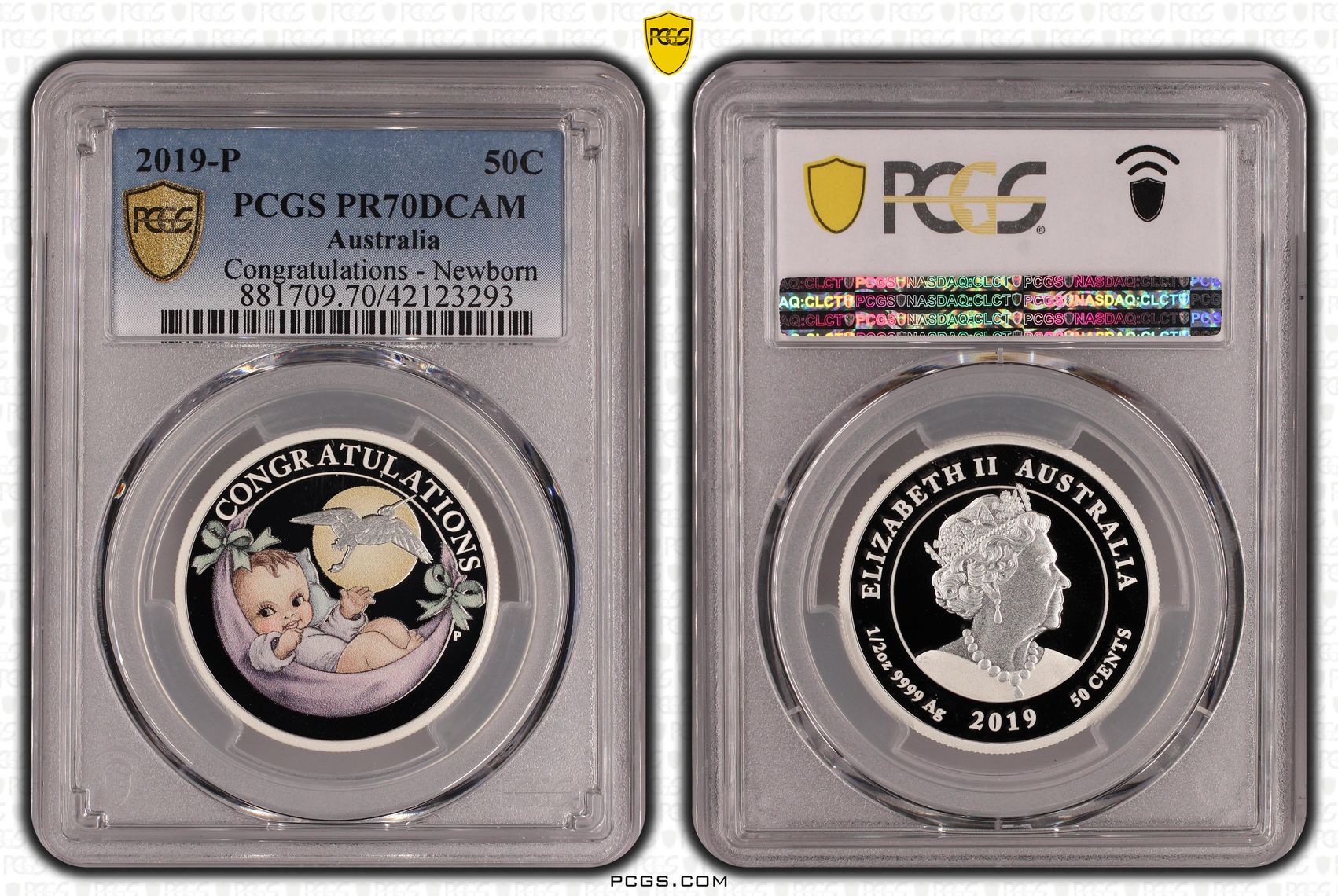 Congratulations - Newborn, POP 4/0, Fifty Cent, 2019-P, PCGS PR70DCAM