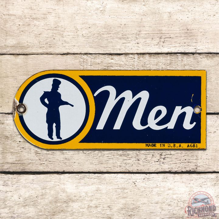 Sunoco Service Station Men Single Sided Porcelain Rest Room Sign