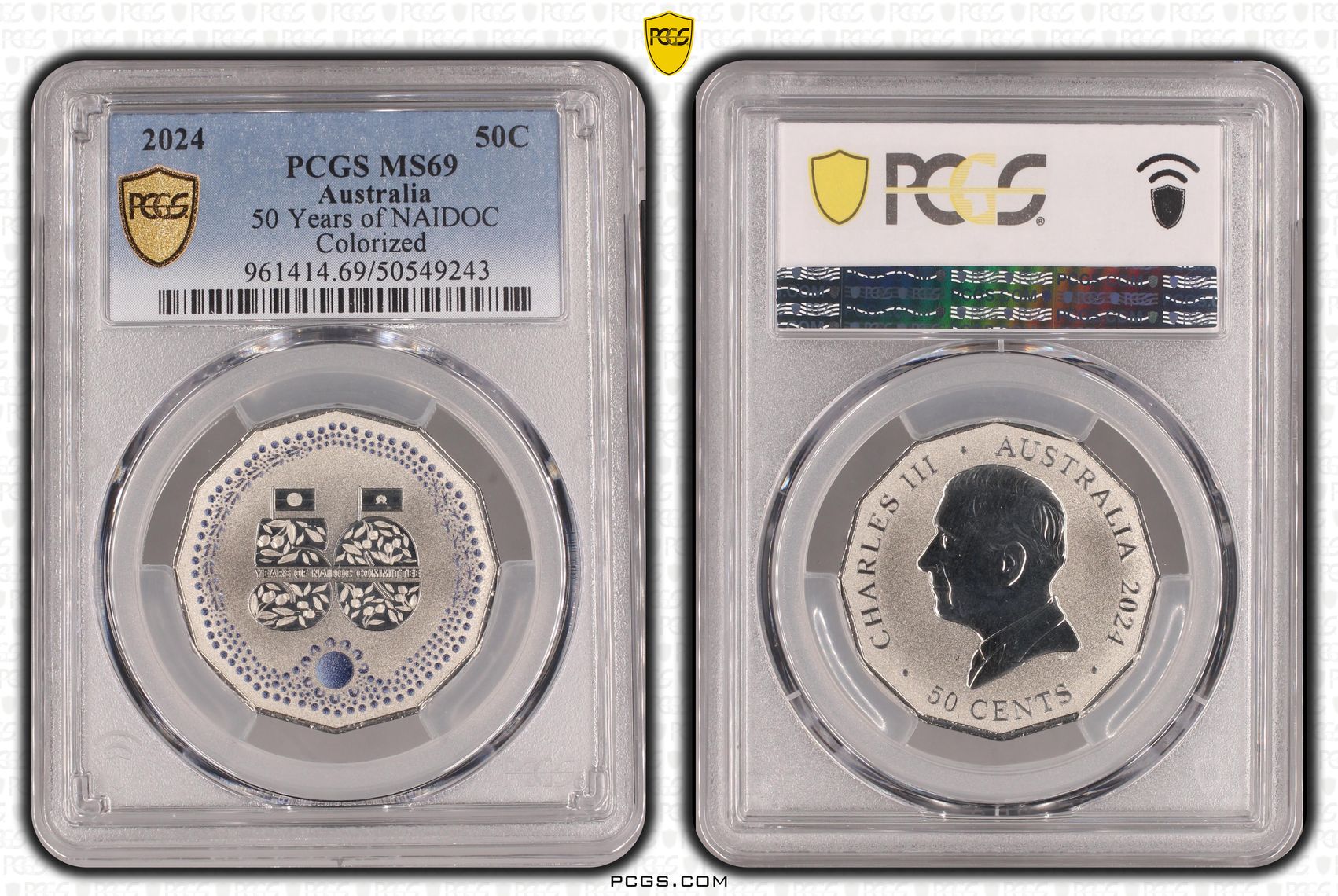 50 Years of NAIDOC - Colorized, Fifty Cent, 2024, PCGS MS69