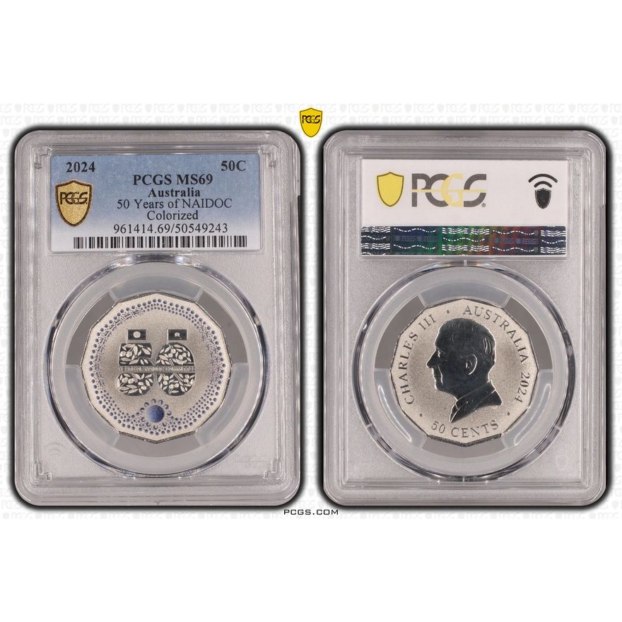50 Years of NAIDOC - Colorized, Fifty Cent, 2024, PCGS MS69