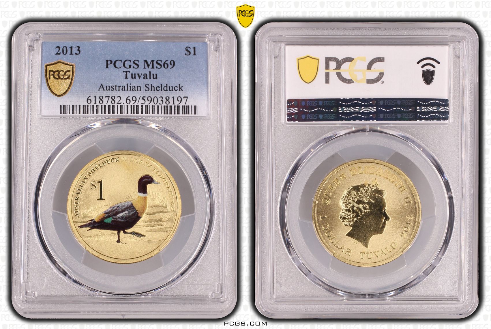Tuvalu, Australian Shelduck, POP 6/0, One Dollar, 2013, PCGS MS69