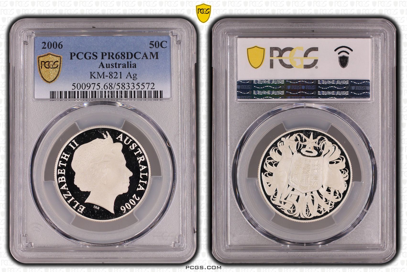 Elizabeth II, KM-821 Silver Round, Fifty Cent, 2006, PCGS PR68DCAM