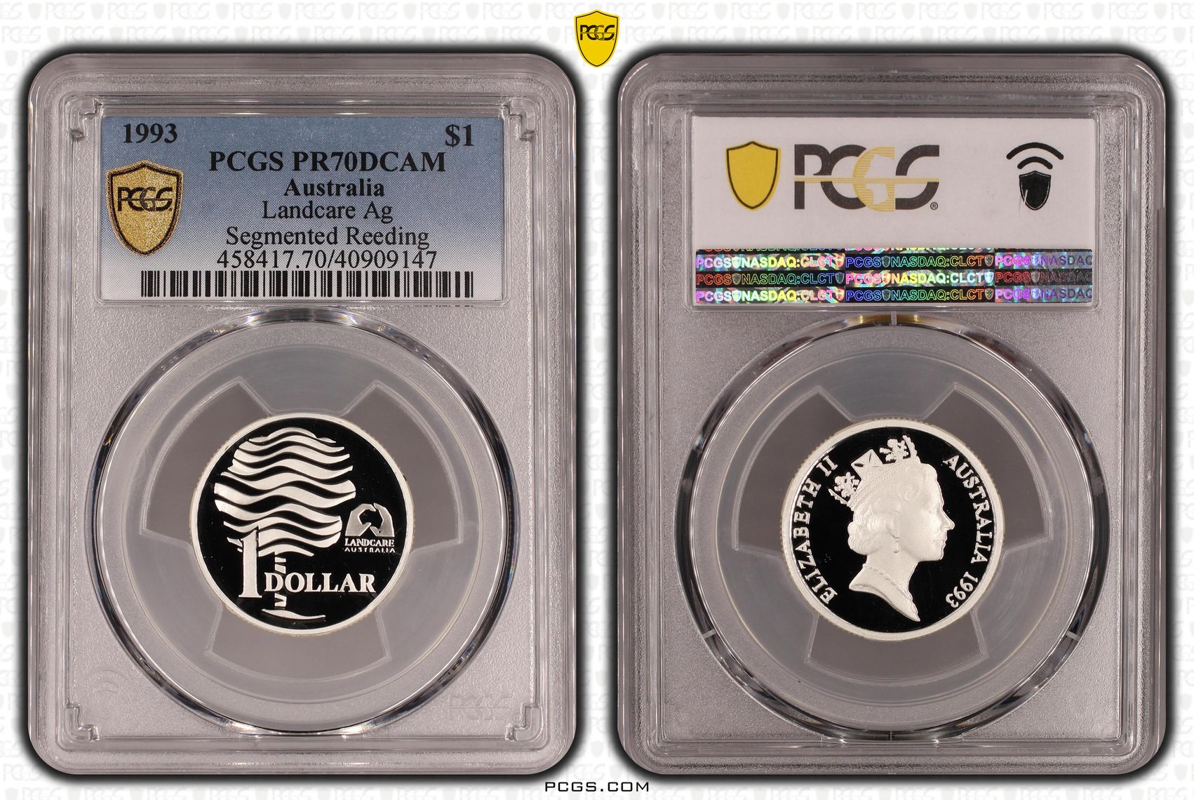 356 · 1993 Australia One Dollar, $1 Silver Landcare PCGS - PR70DCAM POP 22/0 -147