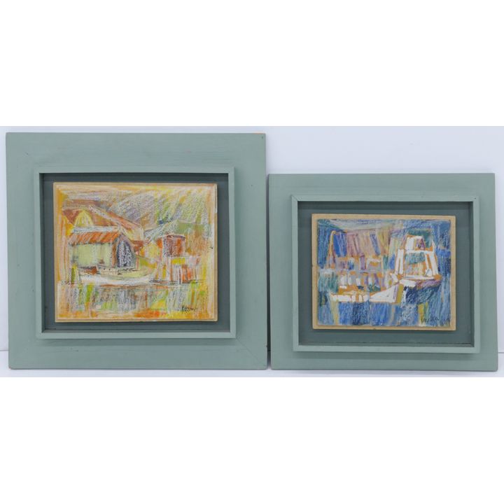 2pc Viola Patterson ''Abstractions'' 1966 Tempera