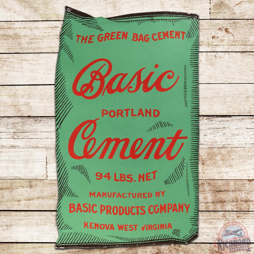 Basic "Green Bag" Cement Die Cut SS Porcelain Sign Kenova West Virginia