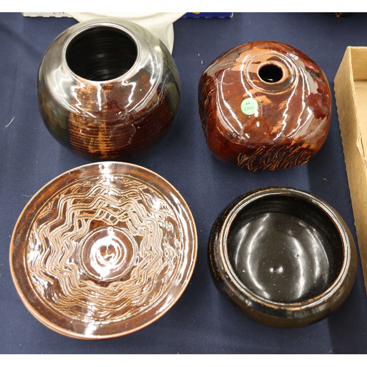 4pc Ed Brannan Tenmoku Bowls & Vessels 6'' to 8''