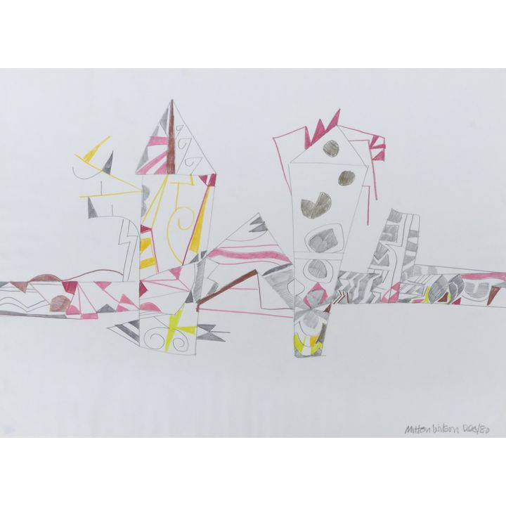 Milton Wilson ''Untitled'' (Towers) 1980 Conte Crayon