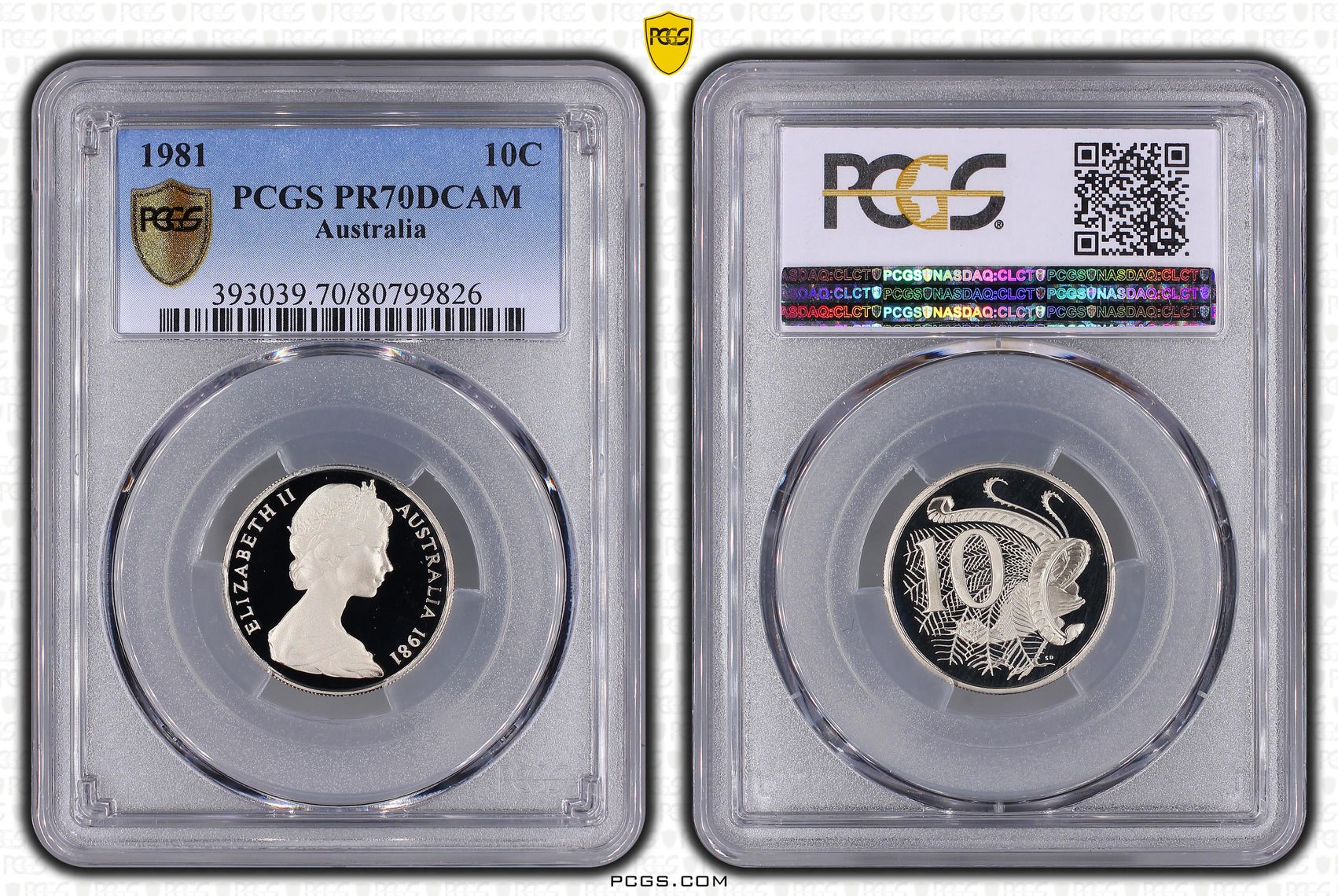 Elizabeth II, Ten Cent, 1981, PCGS PR70DCAM
