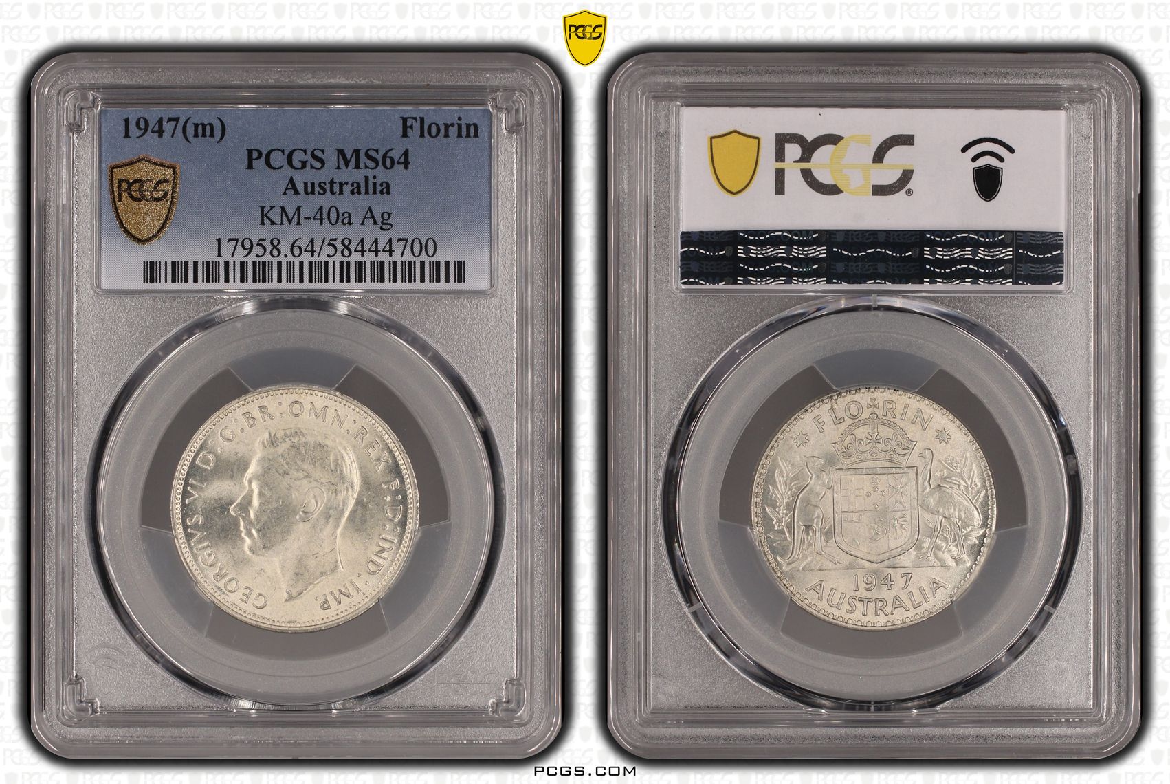 George VI, Florin, 1947(m), PCGS MS64