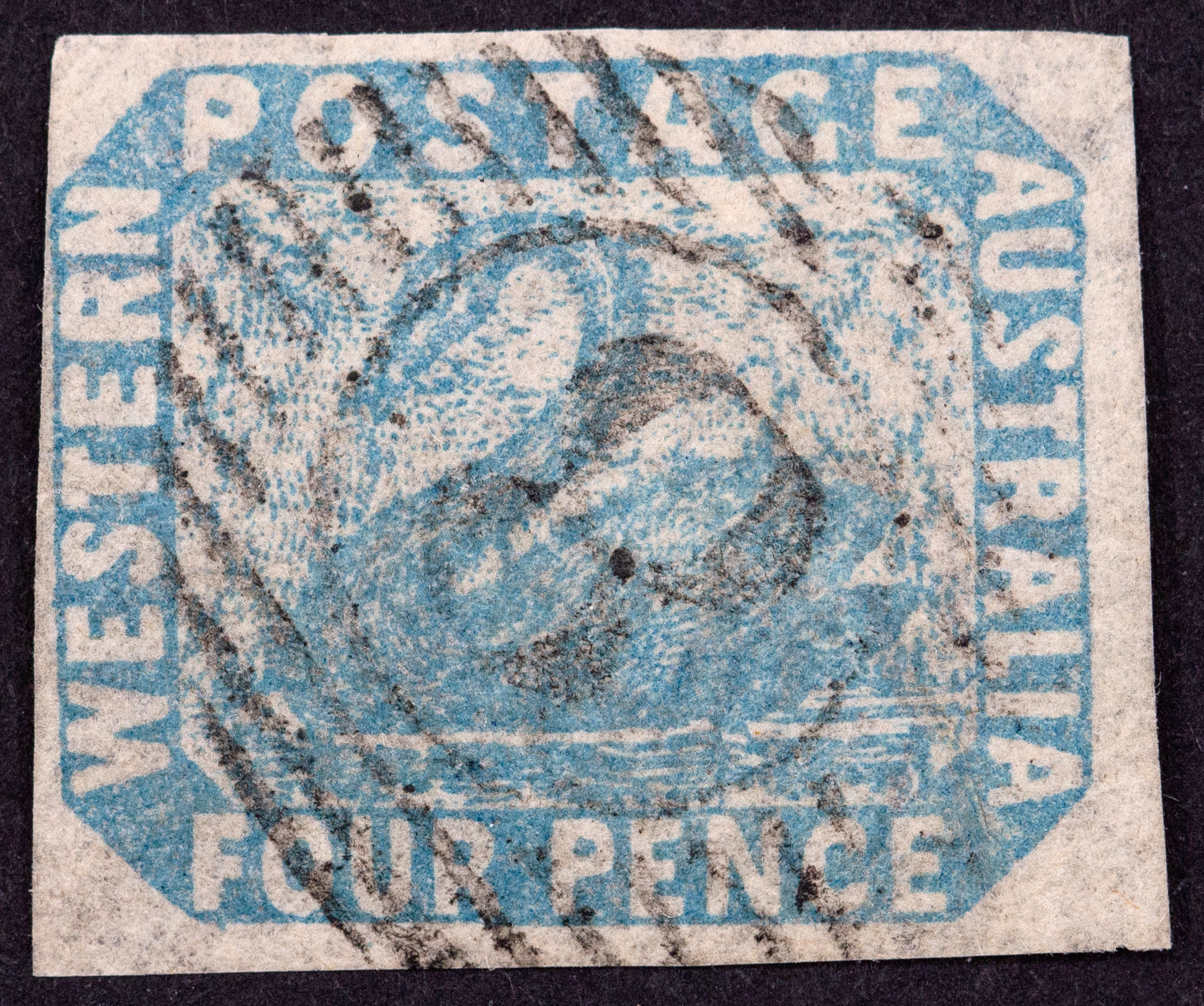 Western Australia, Fourpence, Pale Blue, 1854, FU